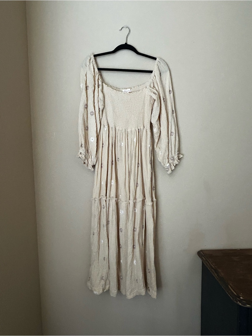 Bohemian Cream Long Sleeve Maxi Dress